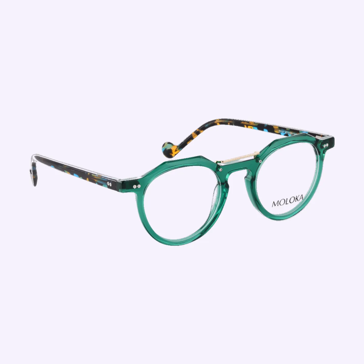 Eyewear product photography, green frames
