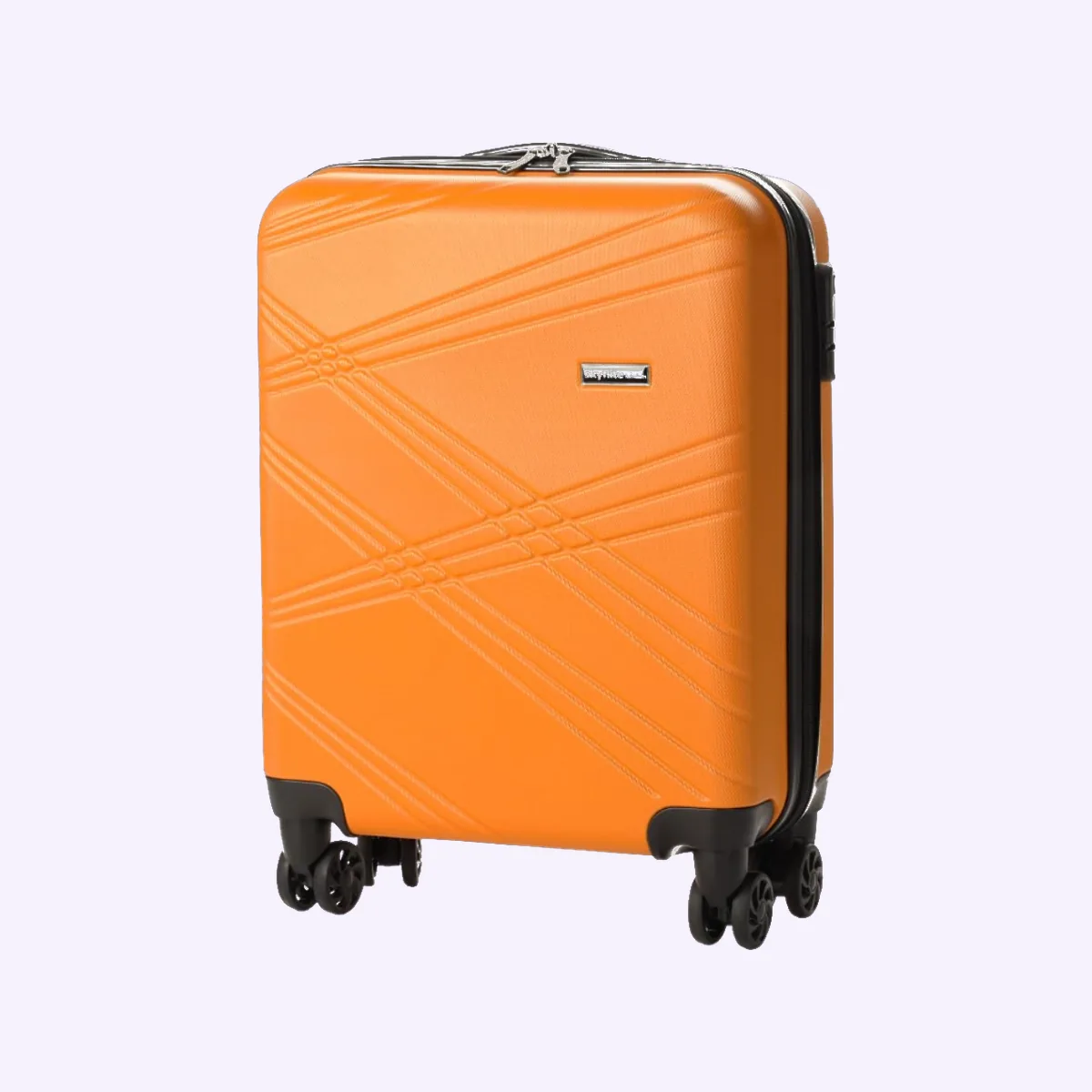 Packshot, orange hard-shell suitcase