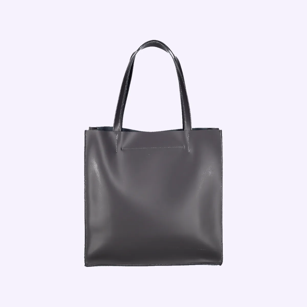 Packshot, black leather tote bag