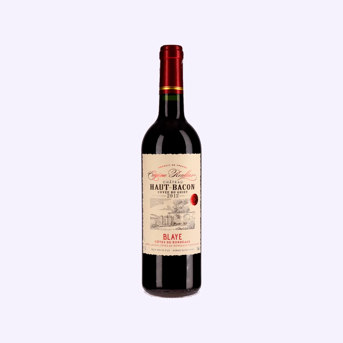 Packshot, red Bordeaux wine bottle
