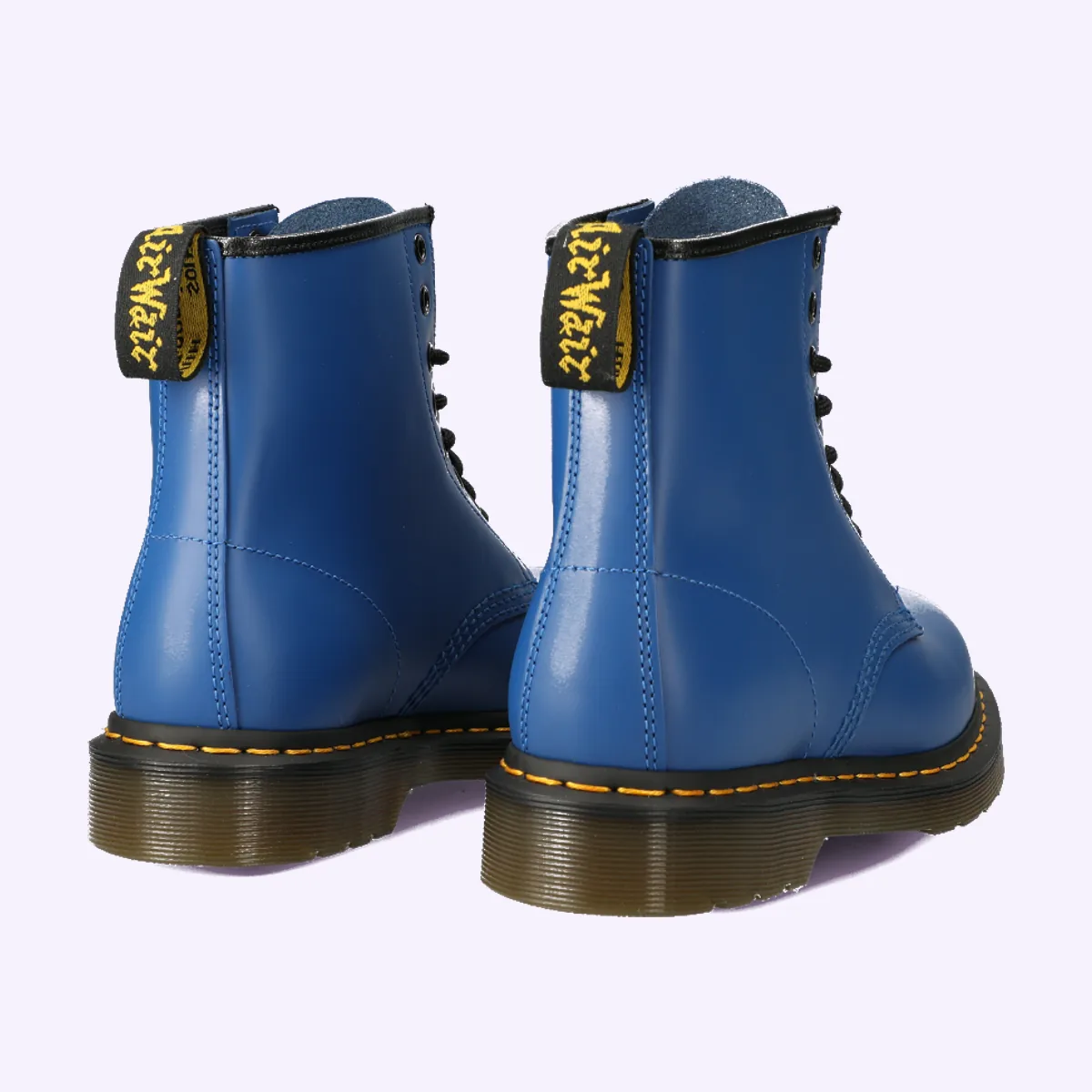 Packshot, blue lace-up combat boots