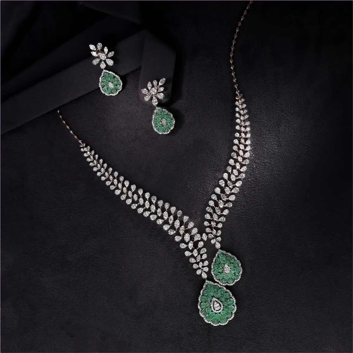 Emerald necklace and earring set