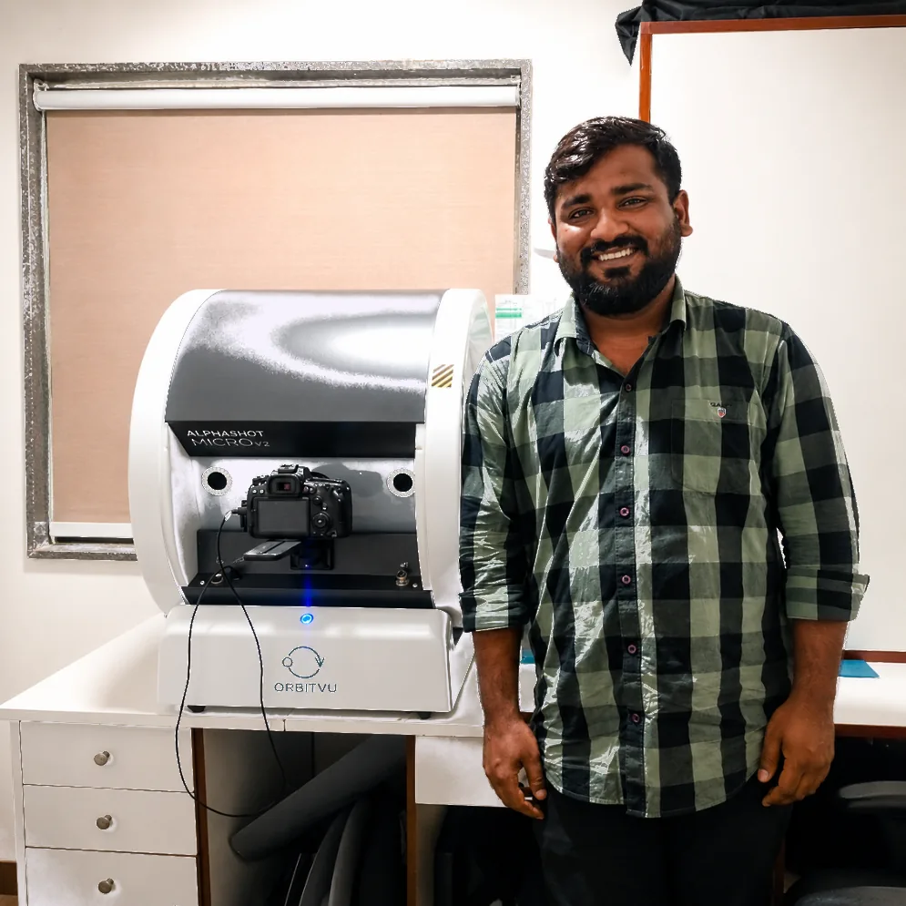 Team member with Alphashot Micro V2 installation