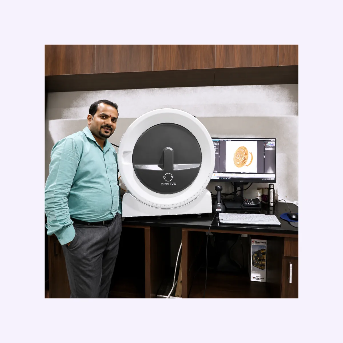 Team member with Alphashot Micro V2 installation