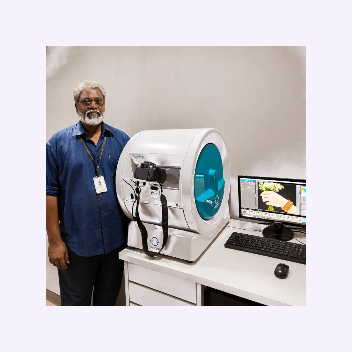 Team member with Alphashot Micro V2 installation