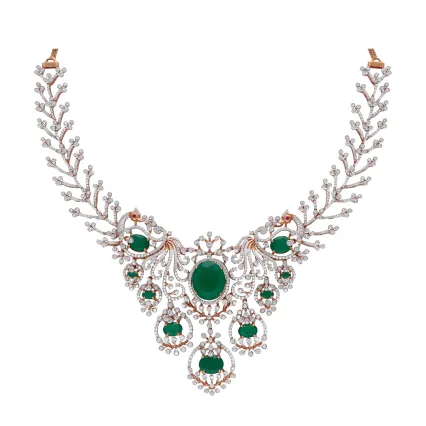 Emerald and diamond necklace photographed for e-commerce