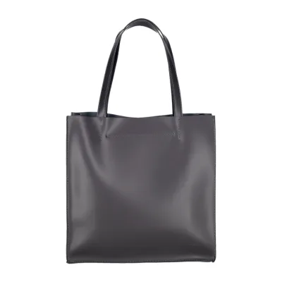Grey leather tote bag